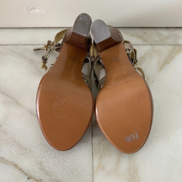 Coach NWOT Libertie Liberty Python Gold T-Strap Heels - Picture 4 of 4